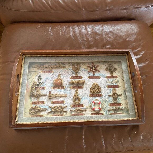 Interior Accents Nautical Tides Shadow Box Serving Tray Nautical Knots - Picture 1 of 7